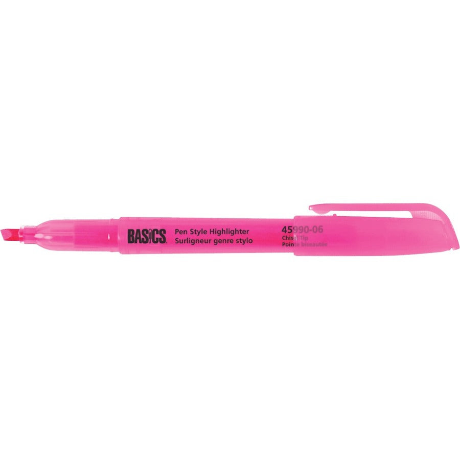 Basics® Pen Style Highlighters Pink 12/box