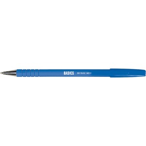 Basics® Rubber Barrel Stick Pen Medium Point Blue 12/box