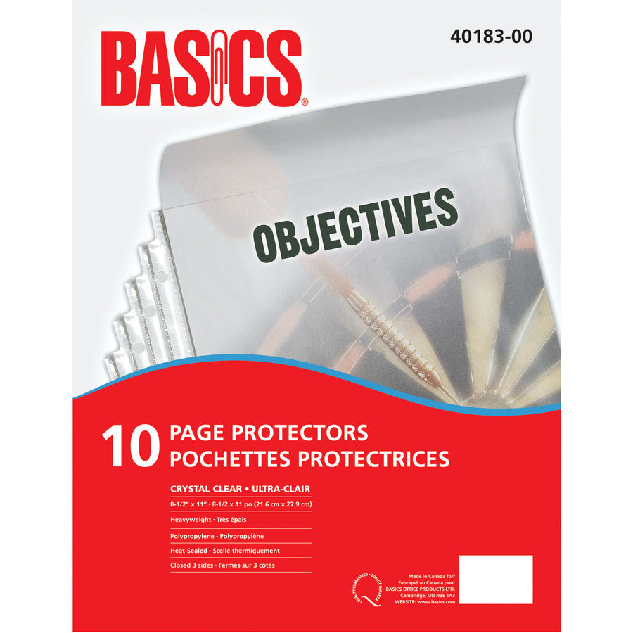 Basics® Page Protectors 3 mil Clear Letter 10/pkg