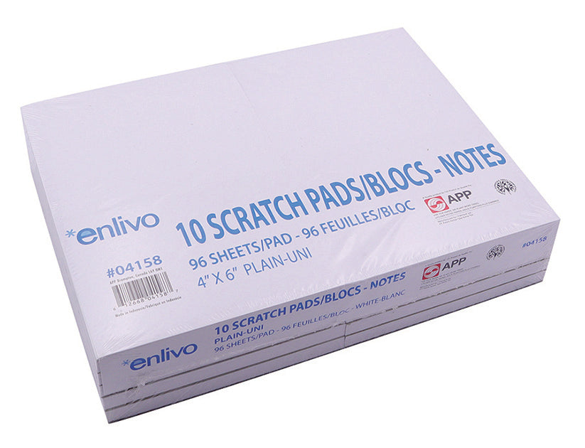 APP Plain Scratch Pads 4"x6" 96 sheets/pad 10 pads/pkg