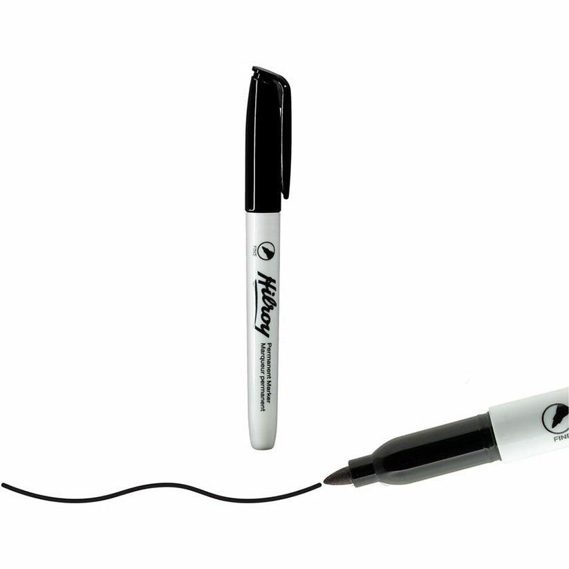 Hilroy Permanent Markers Fine Tip Black 2/pkg