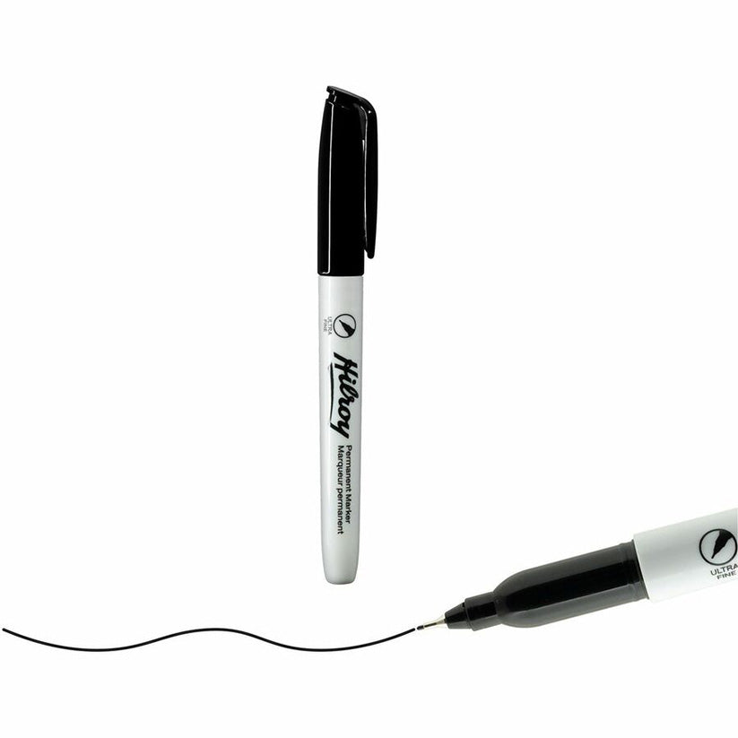 Hilroy Permanent Markers Ultra Fine Tip Black 2/pkg