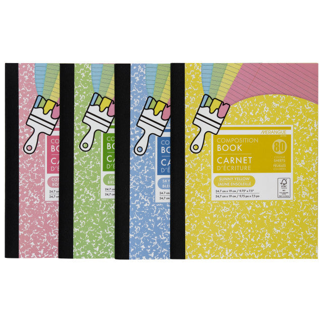 Merangue Coloured Marble Wide Ruled Notebook