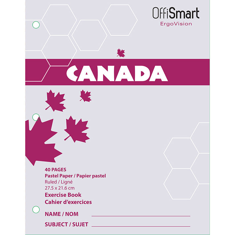 OFFISMART ErgoVision Ruled Exercise Notebook Pastel Violet 40 Pages