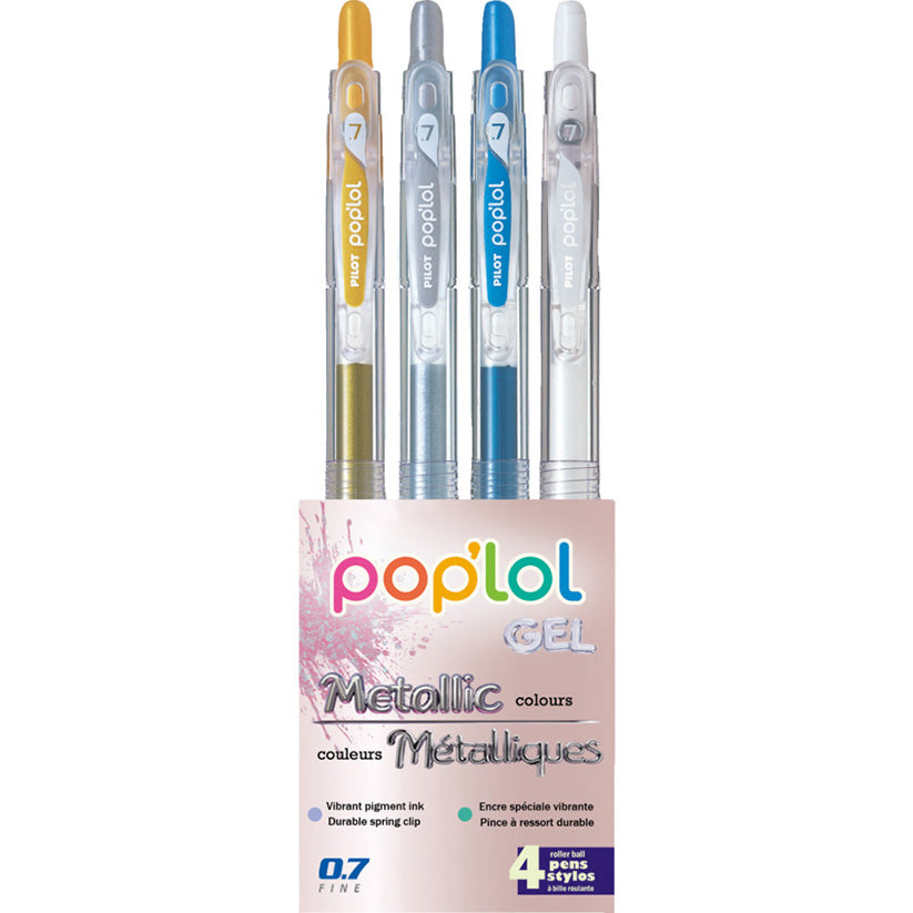 Pilot Pop'lol Gel Pens 0.7mm Metallic Colours 4/pkg
