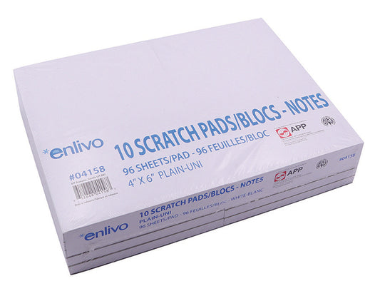 APP Plain Scratch Pads 4"x6" 96 sheets/pad 10 pads/pkg