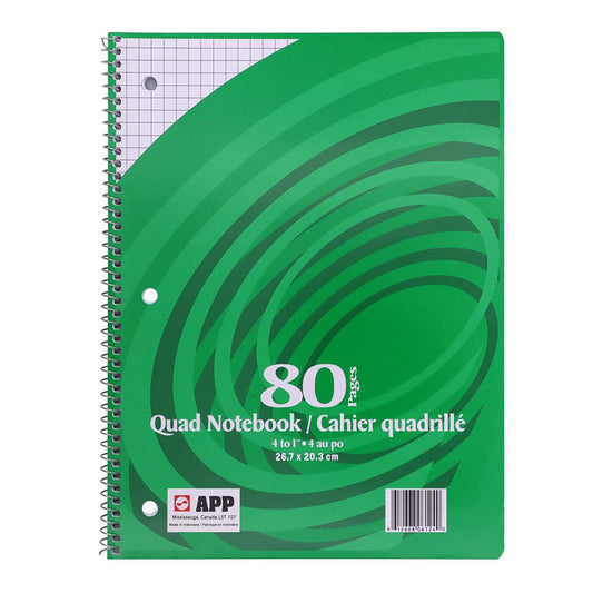 APP Coil Exercise Book 4:1" Quad 80 Pages