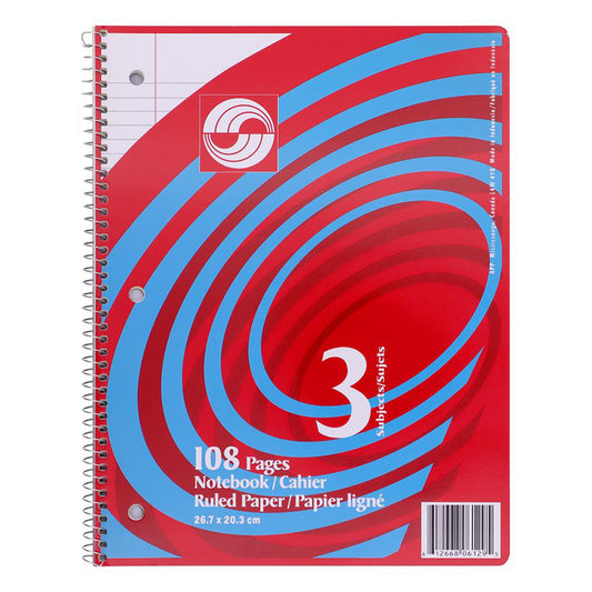APP Coil Exercise Book 7mm Ruled with Margin 3-Subjects 108 Pages