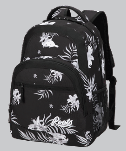 Roots Botanical 15.6" Computer Back Pack Black and White