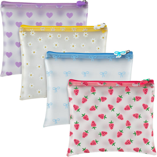 Merangue Frosted Transparent Flat Pouch with Decorative Charm