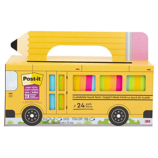 Post-it Super Sticky Notes Classroom Value Pack 3"x3"