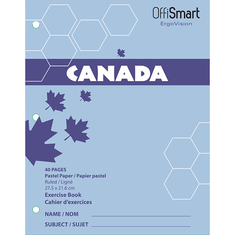 OFFISMART ErgoVision Ruled Exercise Notebook Pastel Blue 40 Pages