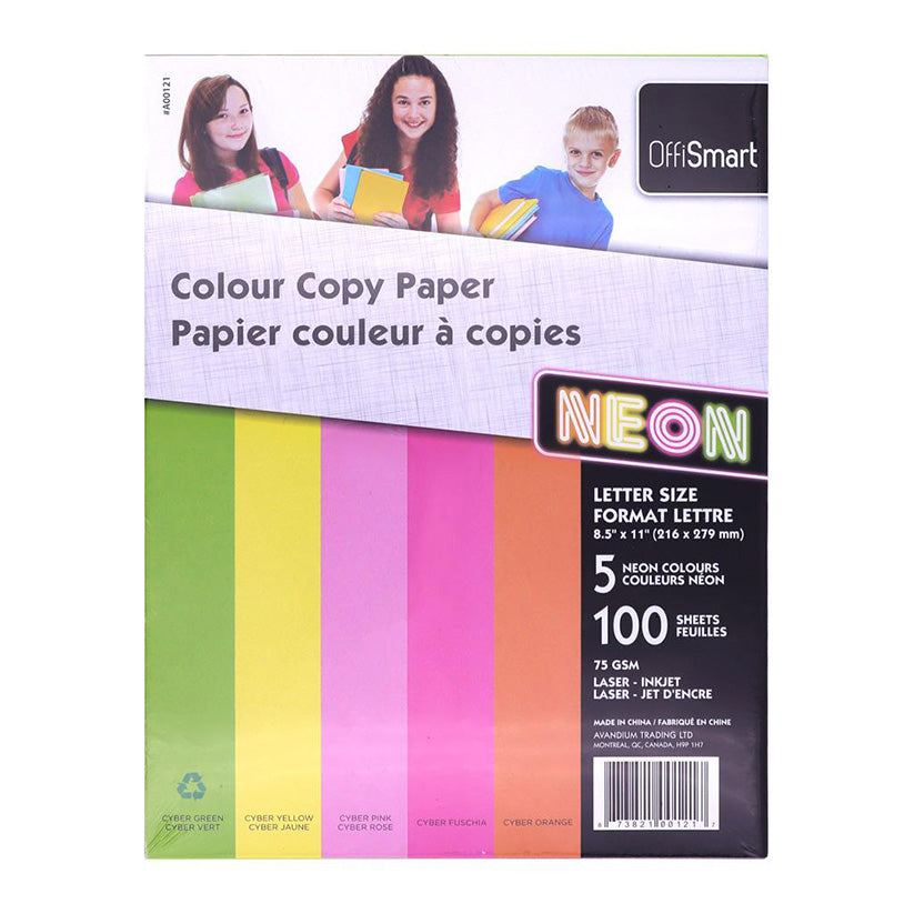 OFFISMART Neon Multipurpose Copy Paper Letter Size 100/pkg