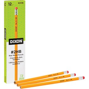 Dixon Woodcase No.2 Eraser Pencils 12Pk